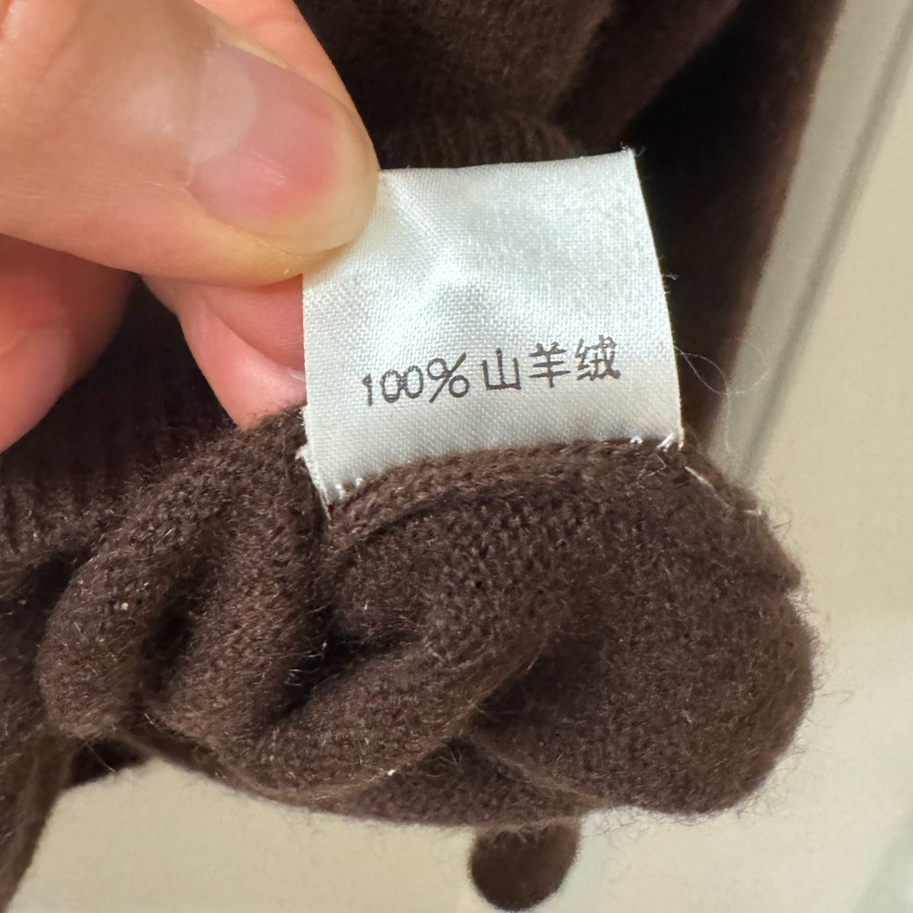 Embroidered Floral Flower Brown Cashmere Cardigan Sweater Size S - Picture 10 of 11